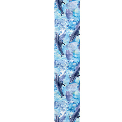 Watercolor Dolphin In The Sea Print Table Runner