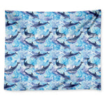 Watercolor Dolphin In The Sea Print Tapestry