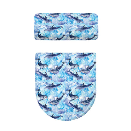 Watercolor Dolphin In The Sea Print Toilet Lid And Tank Cover Set