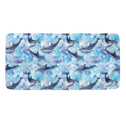 Watercolor Dolphin In The Sea Print Towel
