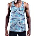 Watercolor Dolphin In The Sea Print Men's Workout Tank Top