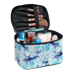 Watercolor Dolphin In The Sea Print Travel Makeup Bag