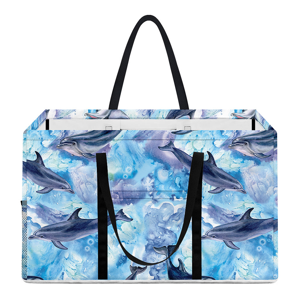 Watercolor Dolphin In The Sea Print Utility Tote Bag
