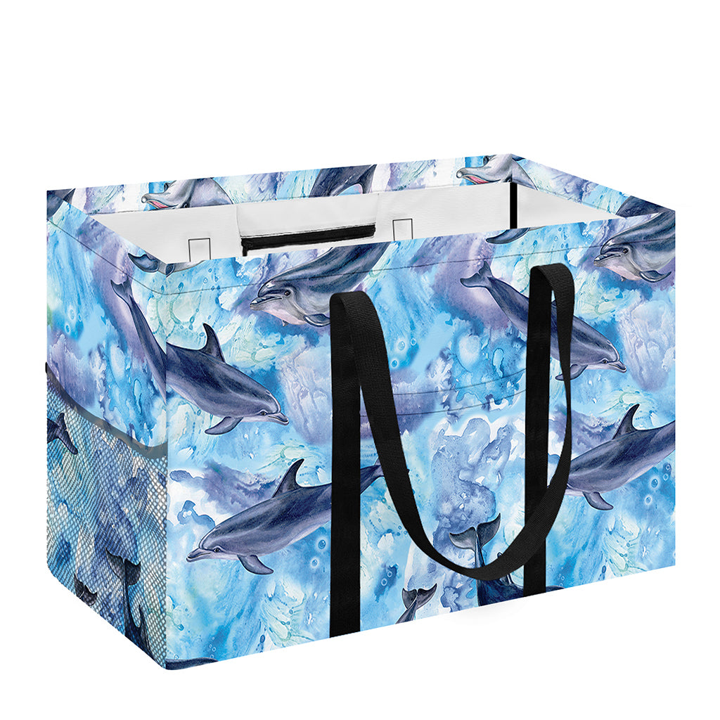 Watercolor Dolphin In The Sea Print Utility Tote Bag