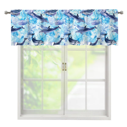 Watercolor Dolphin In The Sea Print Window Valance