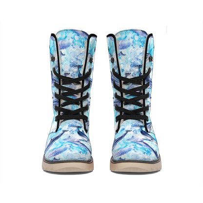 Watercolor Dolphin In The Sea Print Winter Boots