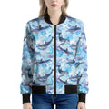 Watercolor Dolphin In The Sea Print Women's Bomber Jacket