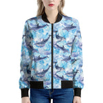 Watercolor Dolphin In The Sea Print Women's Bomber Jacket