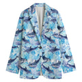 Watercolor Dolphin In The Sea Print Women's Cotton Blazer