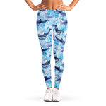Watercolor Dolphin In The Sea Print Women's Leggings