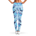 Watercolor Dolphin In The Sea Print Women's Leggings