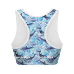 Watercolor Dolphin In The Sea Print Women's Sports Bra