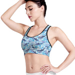 Watercolor Dolphin In The Sea Print Women's Sports Bra