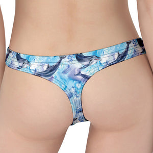 Watercolor Dolphin In The Sea Print Women's Thong