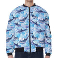 Watercolor Dolphin In The Sea Print Zip Sleeve Bomber Jacket