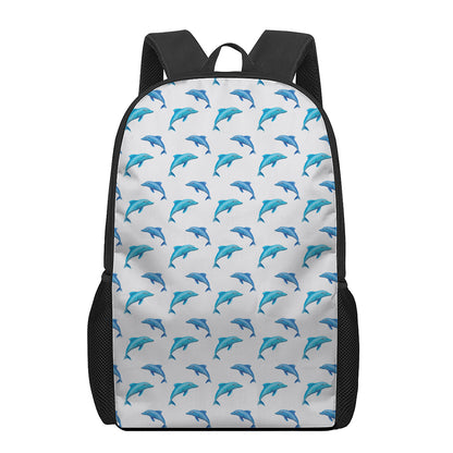 Watercolor Dolphin Pattern Print 17 Inch Backpack