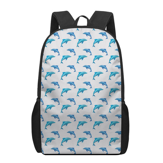 Watercolor Dolphin Pattern Print 17 Inch Backpack