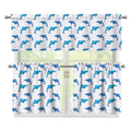 Watercolor Dolphin Pattern Print 3 Piece Kitchen Curtains