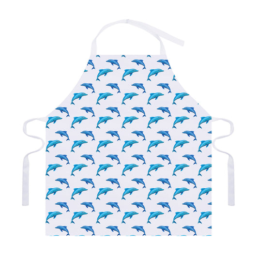 Watercolor Dolphin Pattern Print Adjustable Apron