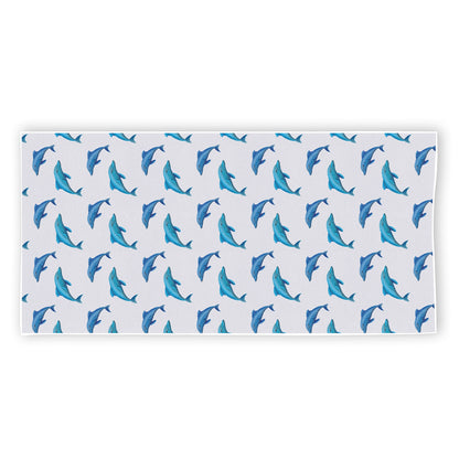 Watercolor Dolphin Pattern Print Beach Towel