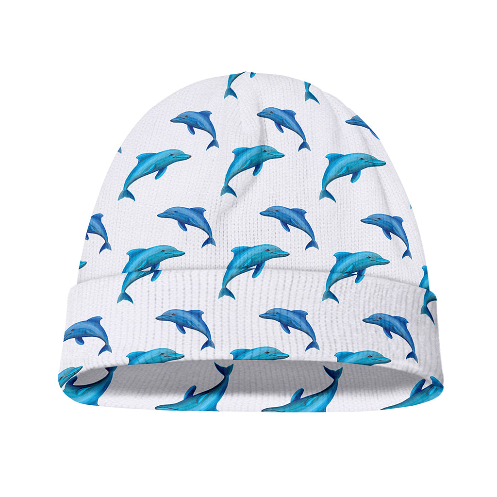 Watercolor Dolphin Pattern Print Beanie