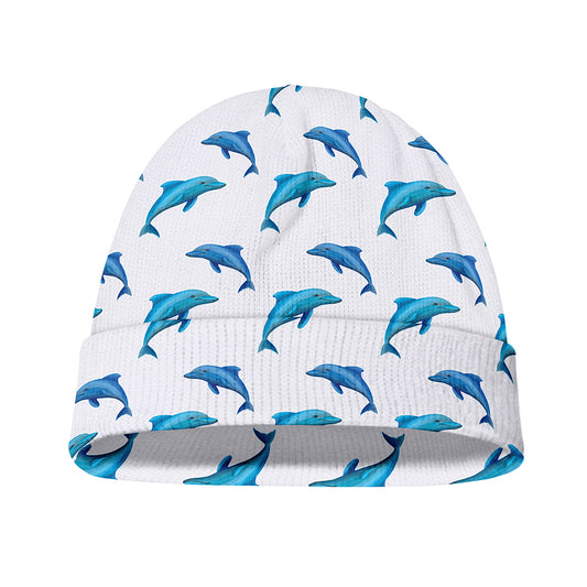 Watercolor Dolphin Pattern Print Beanie
