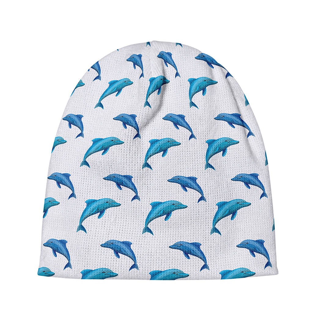 Watercolor Dolphin Pattern Print Beanie