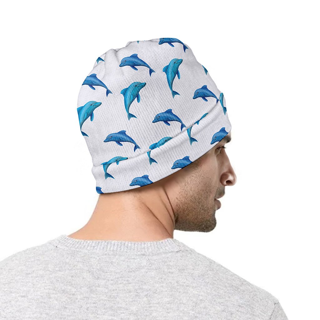 Watercolor Dolphin Pattern Print Beanie