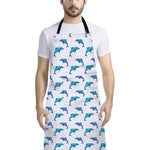 Watercolor Dolphin Pattern Print Bib Apron With Pocket