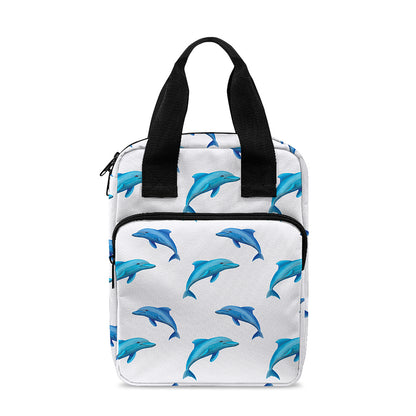 Watercolor Dolphin Pattern Print Bible Tote Bag