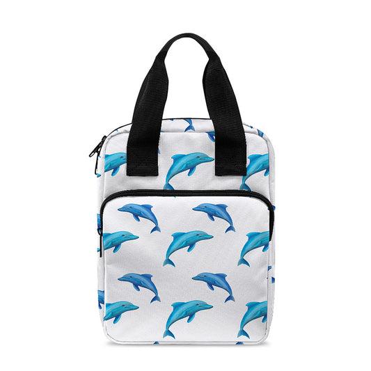Watercolor Dolphin Pattern Print Bible Tote Bag
