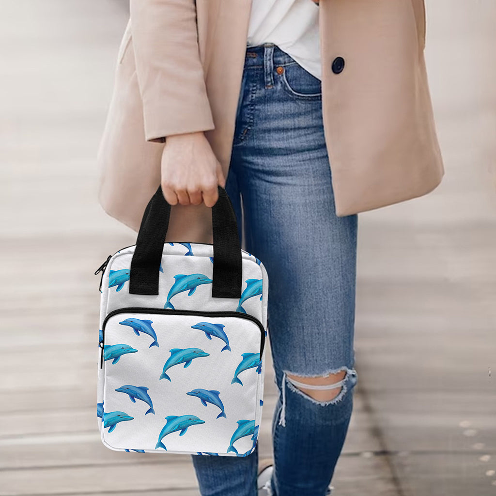 Watercolor Dolphin Pattern Print Bible Tote Bag