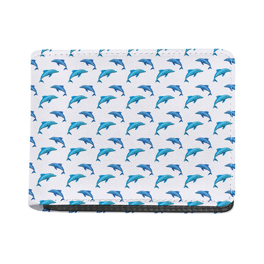 Watercolor Dolphin Pattern Print Bifold Wallet