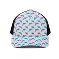 Watercolor Dolphin Pattern Print Black Mesh Trucker Hat
