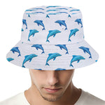 Watercolor Dolphin Pattern Print Bucket Hat