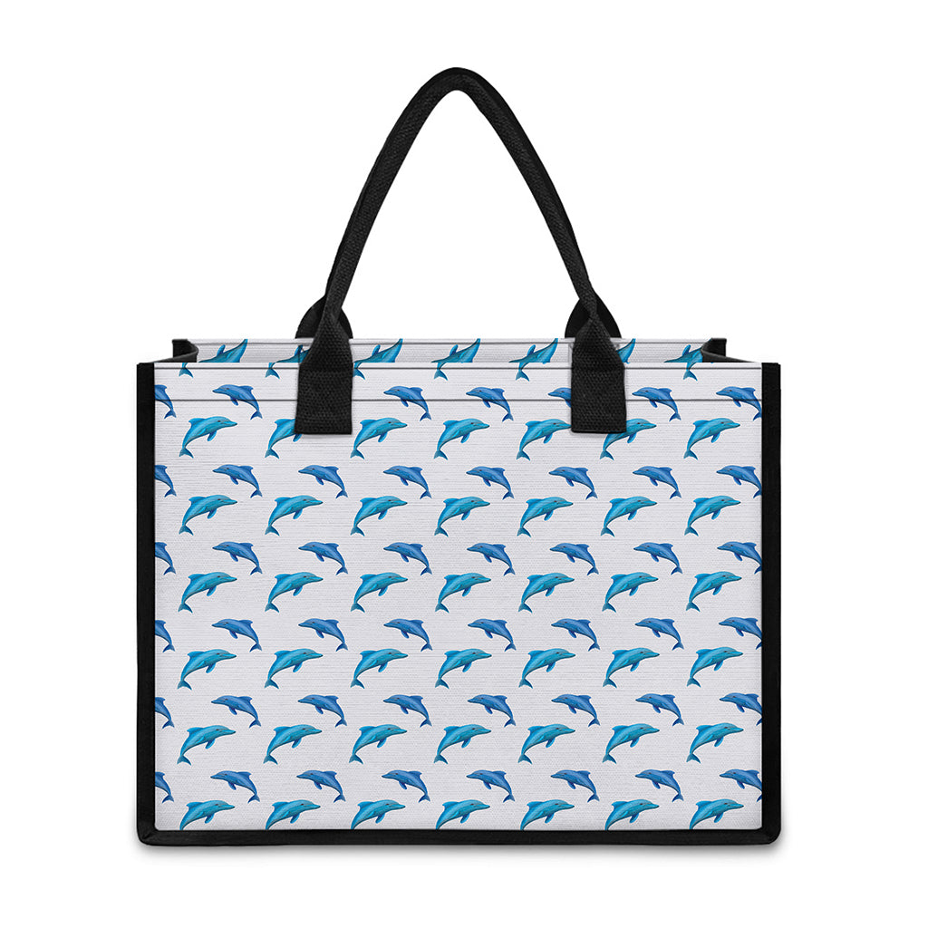 Watercolor Dolphin Pattern Print Canvas Tote Bag