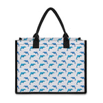 Watercolor Dolphin Pattern Print Canvas Tote Bag