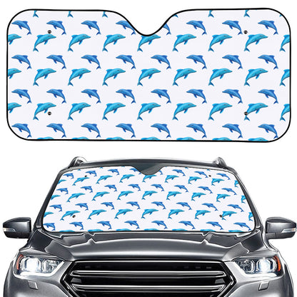 Watercolor Dolphin Pattern Print Car Windshield Sun Shade