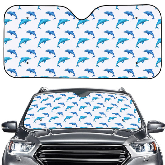 Watercolor Dolphin Pattern Print Car Windshield Sun Shade