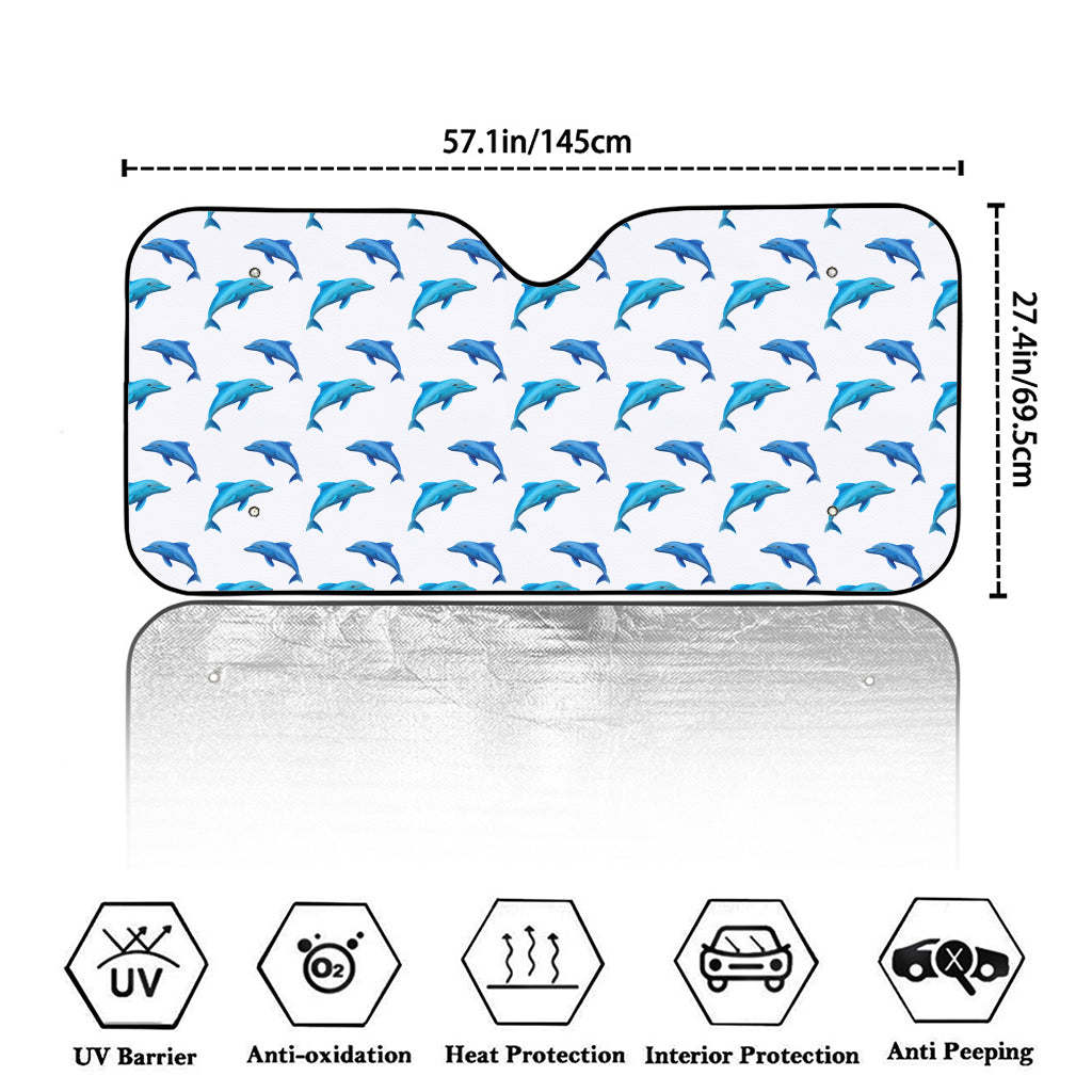 Watercolor Dolphin Pattern Print Car Windshield Sun Shade
