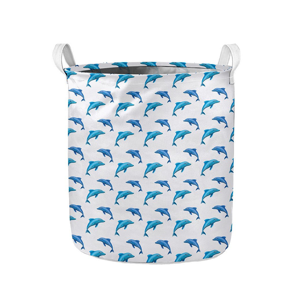 Watercolor Dolphin Pattern Print Collapsible Laundry Basket