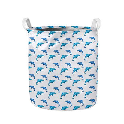 Watercolor Dolphin Pattern Print Collapsible Laundry Basket