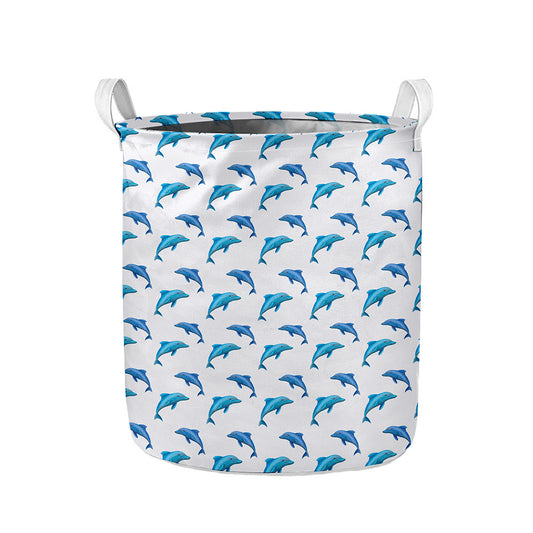 Watercolor Dolphin Pattern Print Collapsible Laundry Basket