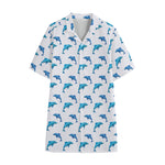 Watercolor Dolphin Pattern Print Cotton Hawaiian Shirt
