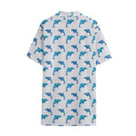 Watercolor Dolphin Pattern Print Cotton Hawaiian Shirt