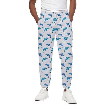 Watercolor Dolphin Pattern Print Cotton Pants
