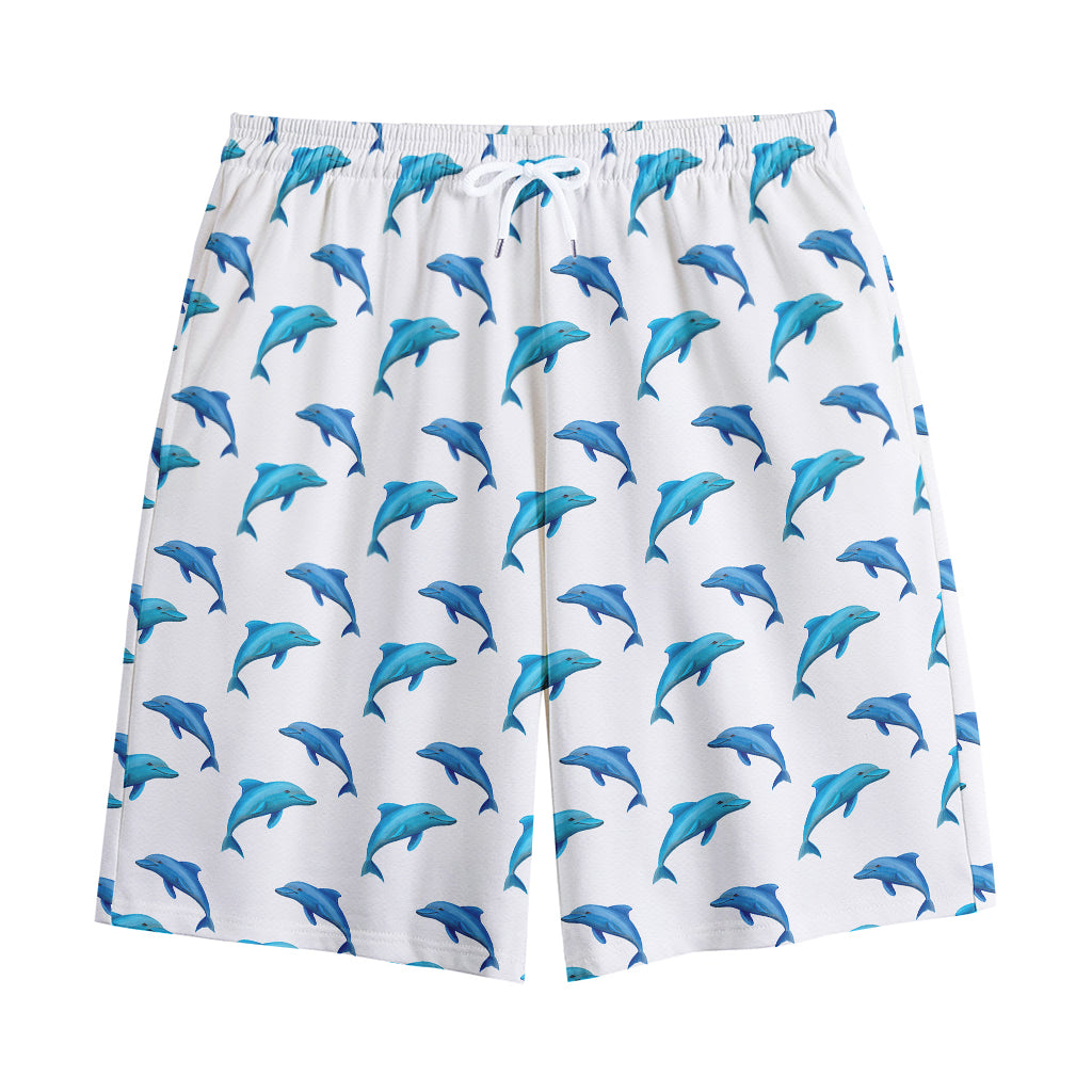 Watercolor Dolphin Pattern Print Cotton Shorts