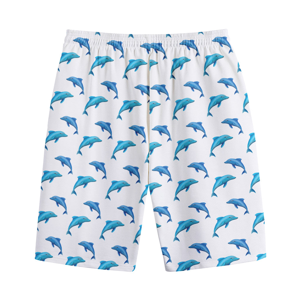 Watercolor Dolphin Pattern Print Cotton Shorts