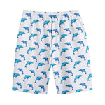 Watercolor Dolphin Pattern Print Cotton Shorts