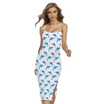 Watercolor Dolphin Pattern Print Cross Back Cami Dress